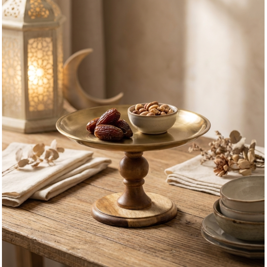 Metal & Wooden Serving Platter